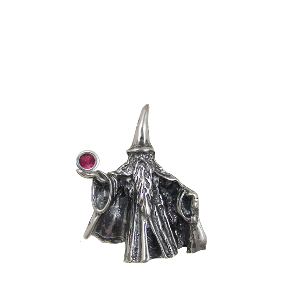 Sterling Silver Wizard of the North Pendant Holding Pink Tourmaline Magic Orb
